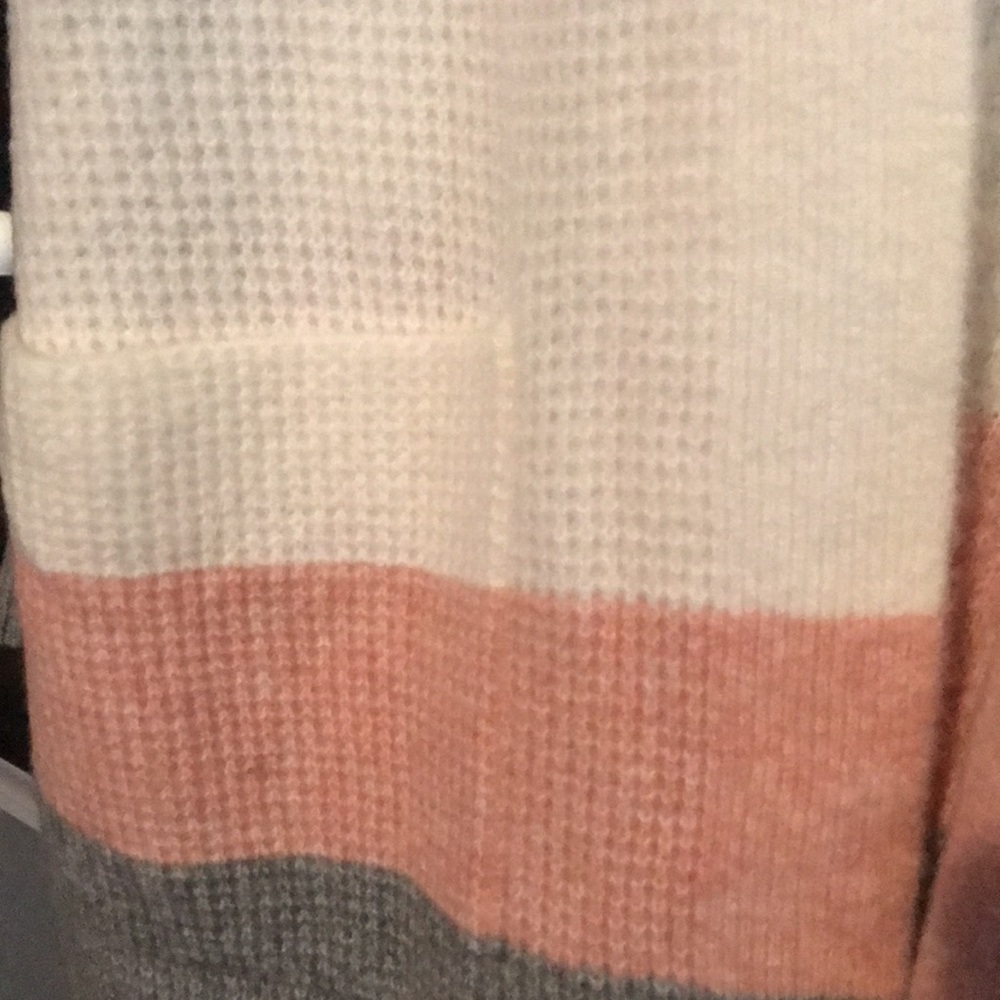 Loft pastel tones of gray tan pink & white long open cardigan NWT - Picture 3 of 4